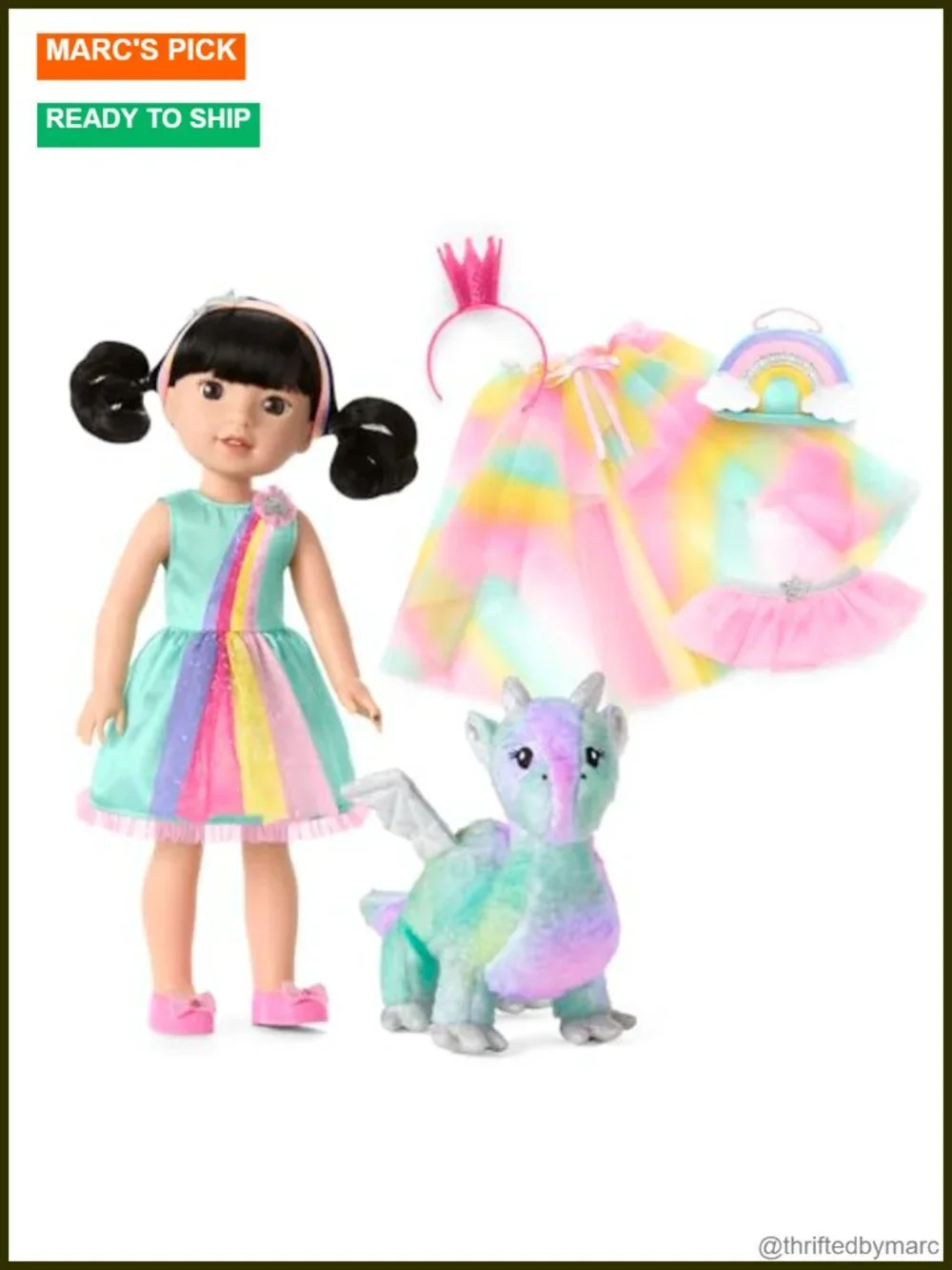 American Girl WellieWishers 14.5-Inch Emerson Doll with Dragon and Dress-Up Set